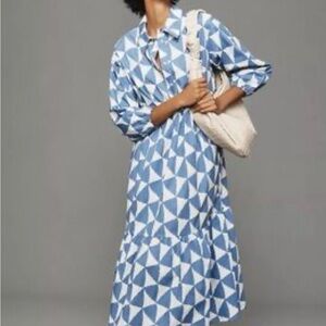 Maeve Blue Geometric Patterned Dress